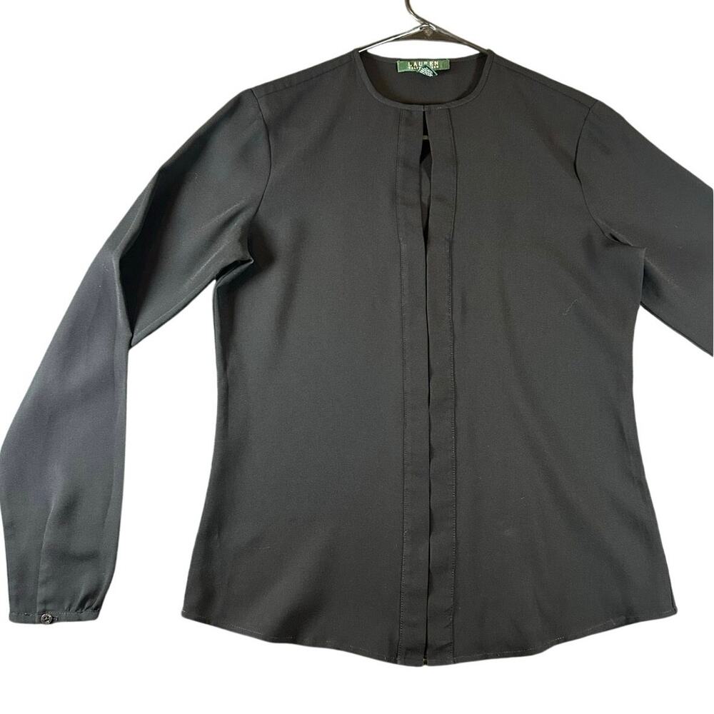 Lauren Ralph Lauren Black Long Sleeve Blouse Size S